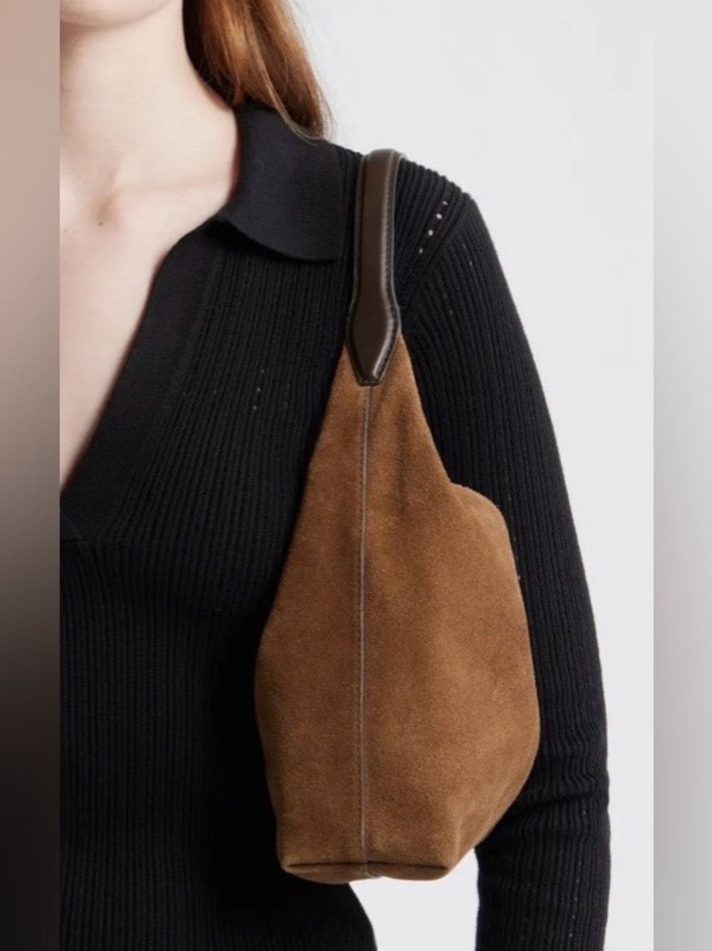 Madewell Mylie, soft grain, small shoulder bag, brown suede